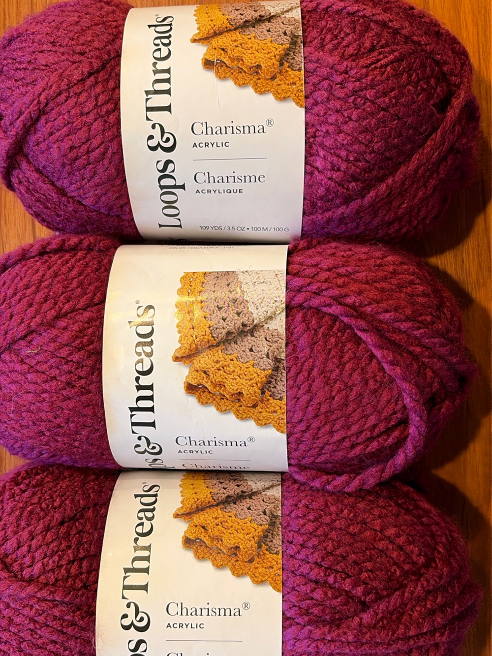 Loops & Threads Charisma Chunky Yarn  - Boysenberry 3 skeins